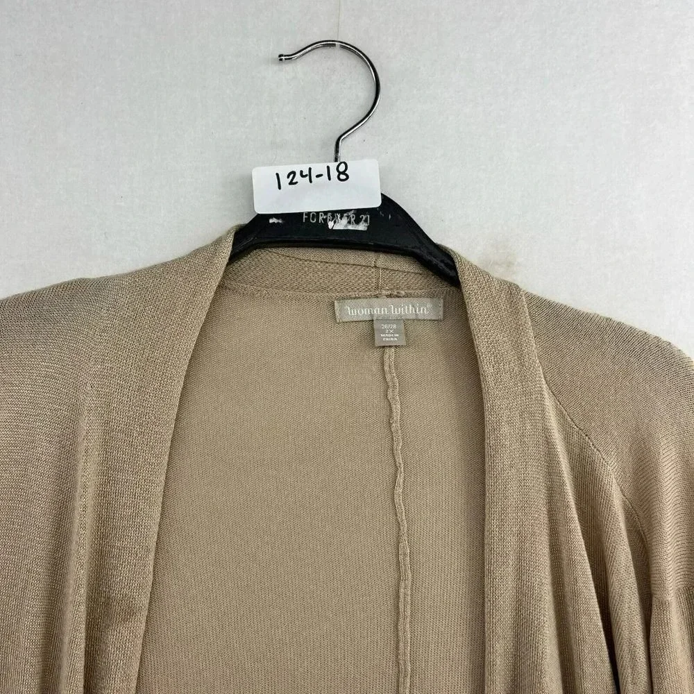 Woman Within Cardigan Women's Sz 2X Brown Open Front Draped Knitted Stretch - Picture 13 of 13